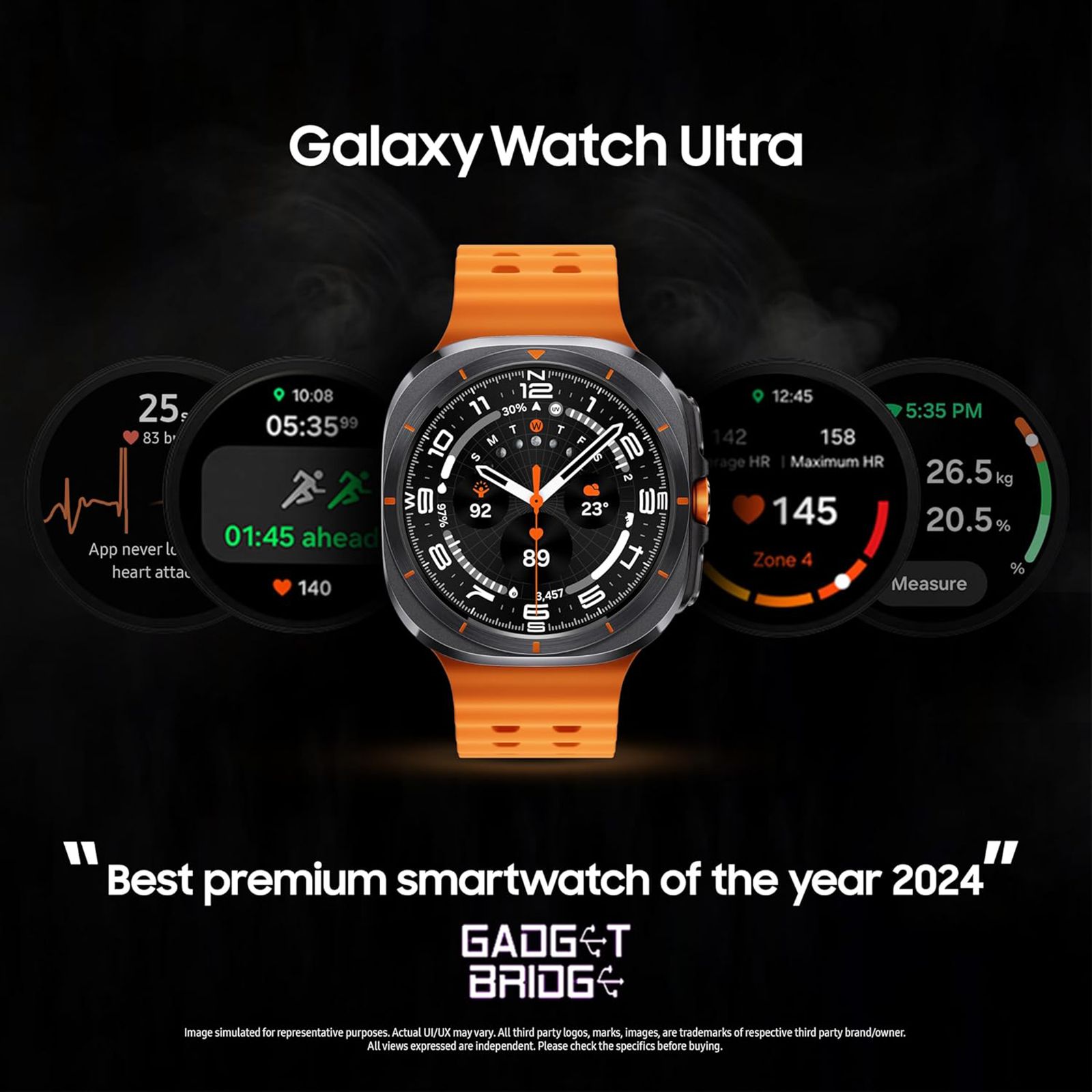 SAMSUNG Galaxy Watch Ultra Wi-Fi+4G SIM Wear OS Smartwatch (37.3mm Super AMOLED Display, 3nm Processor, Dual-Frequency GPS, Dark Gray Strap)_11