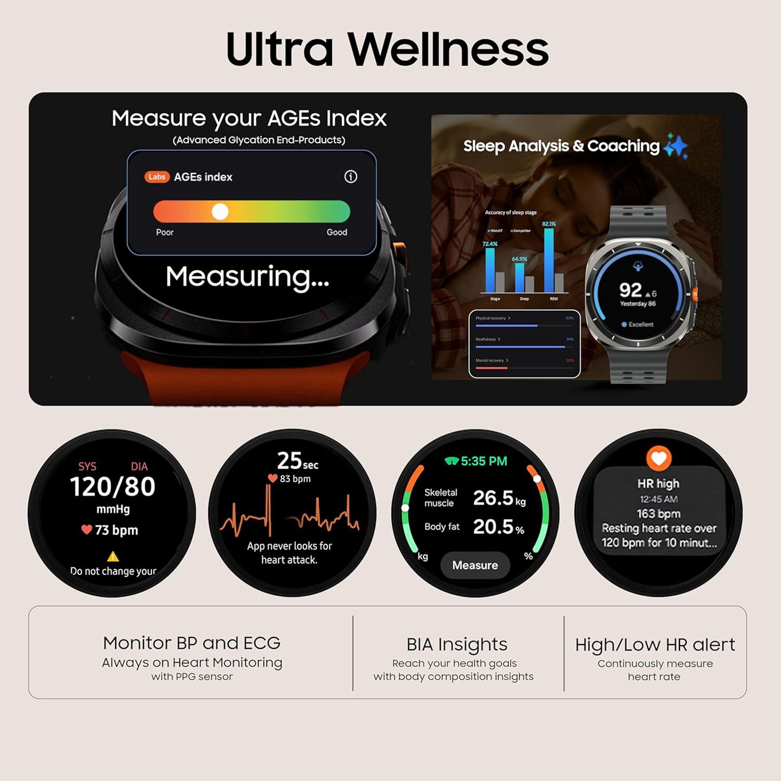 SAMSUNG Galaxy Watch Ultra Wi-Fi+4G SIM Wear OS Smartwatch (37.3mm Super AMOLED Display, 3nm Processor, Dual-Frequency GPS, Dark Gray Strap)_13