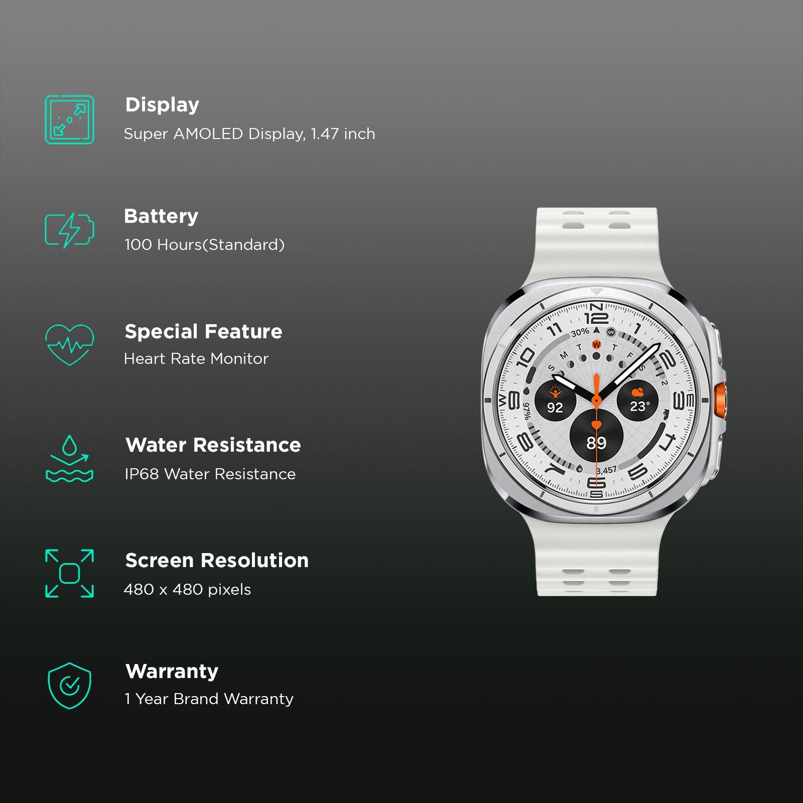 SAMSUNG Galaxy Watch Ultra Wi-Fi+4G SIM Wear OS Smartwatch (37.3mm Super AMOLED Display, 3nm Processor, Dual-Frequency GPS, White Strap) SAMSUNG Galaxy Watch Ultra Wi-Fi+4G SIM Wear OS Smartwatch (37.3mm Super AMOLED Display, 3nm Processor, Dual-Frequency GPS, White Strap)_2