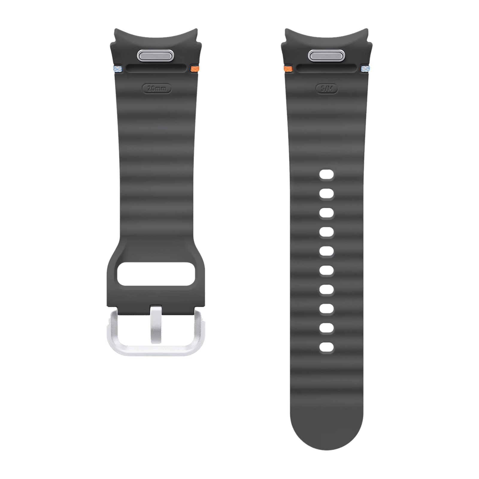 SAMSUNG HNBR Sport Band for SAMSUNG Galaxy Watch4, Galaxy Watch4 Classic, Galaxy Watch5, Galaxy Watch5 Pro, Galaxy Watch6, Galaxy Watch6 Classic & Galaxy Watch7 (22mm) (One-Click Button, Dark Gray)_3