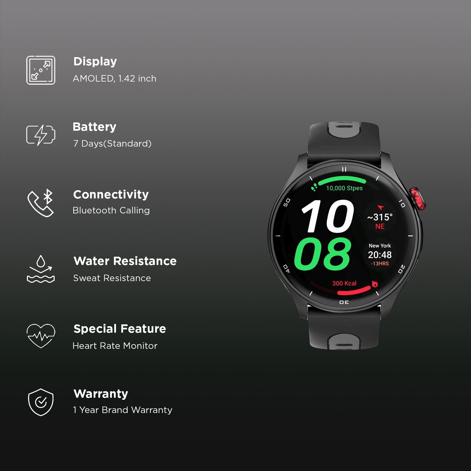 TITAN Celestor Smartwatch with Bluetooth Calling (36mm AMOLED Display, Sweat Resistant, Black Strap)_2