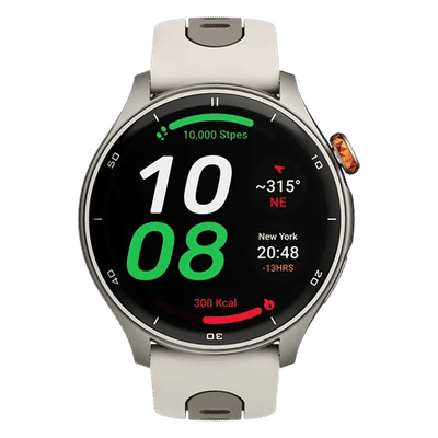 TITAN Celestor Smartwatch with Bluetooth Calling (36mm AMOLED Display, Beige Strap)
