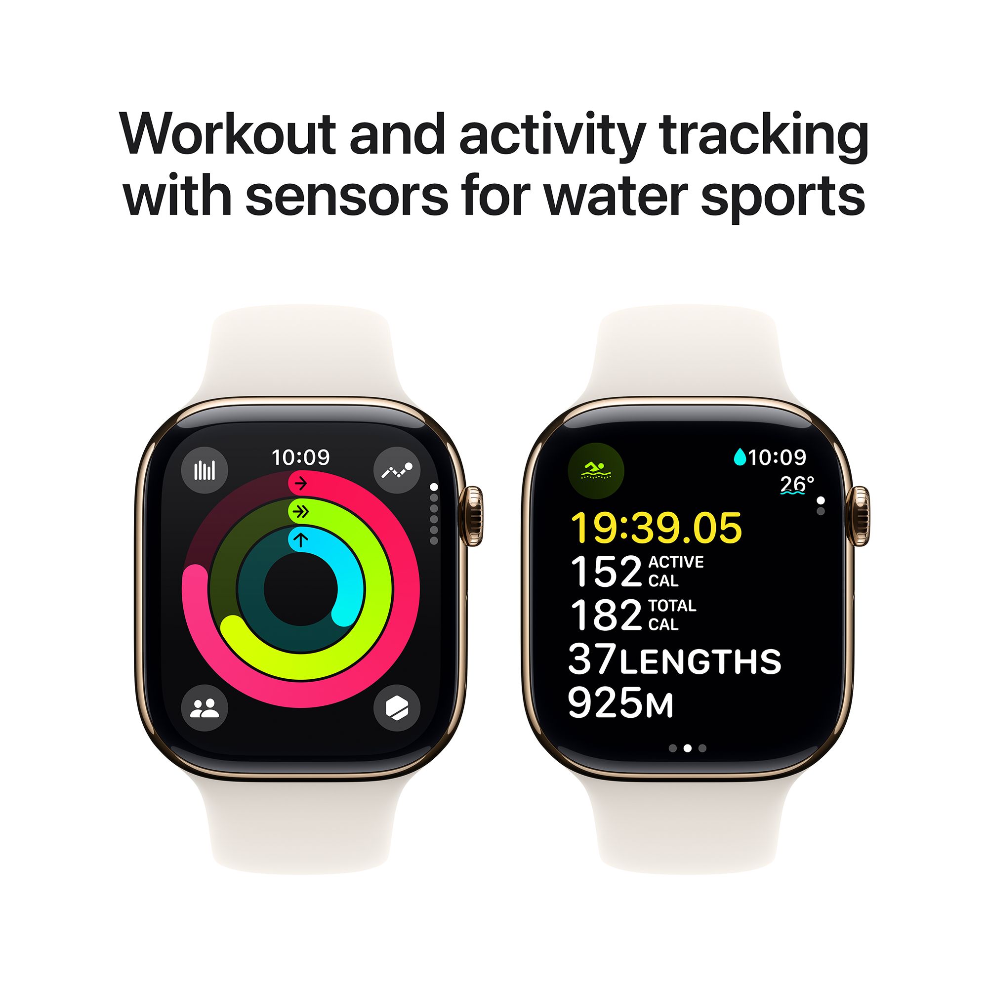 Apple Watch Series 10 GPS+Cellular with Sport Band - S/M (46mm Retina LTPO3 OLED Display, Gold Titanium Case)_4