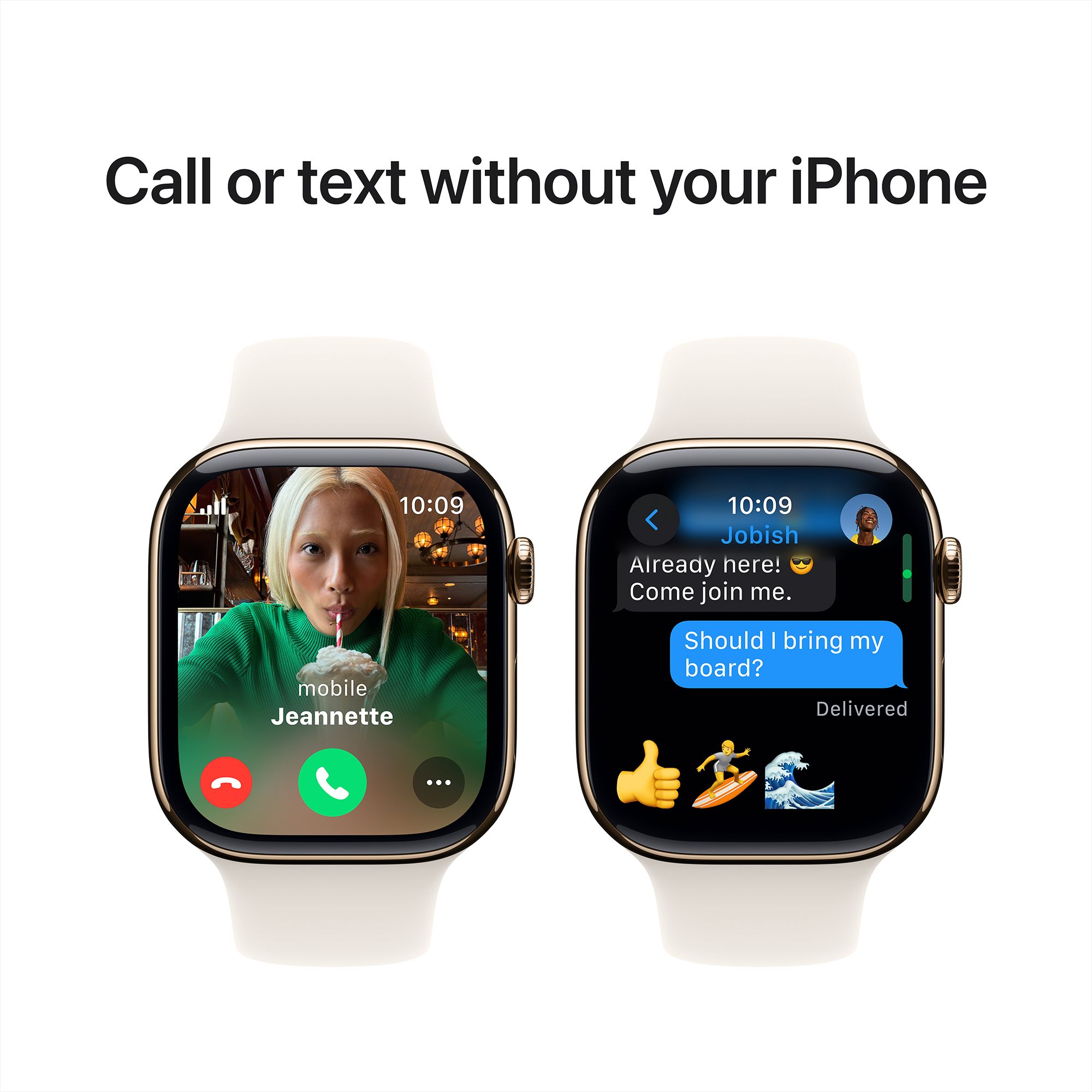 Apple Watch Series 10 GPS+Cellular with Sport Band - S/M (46mm Retina LTPO3 OLED Display, Gold Titanium Case)_7