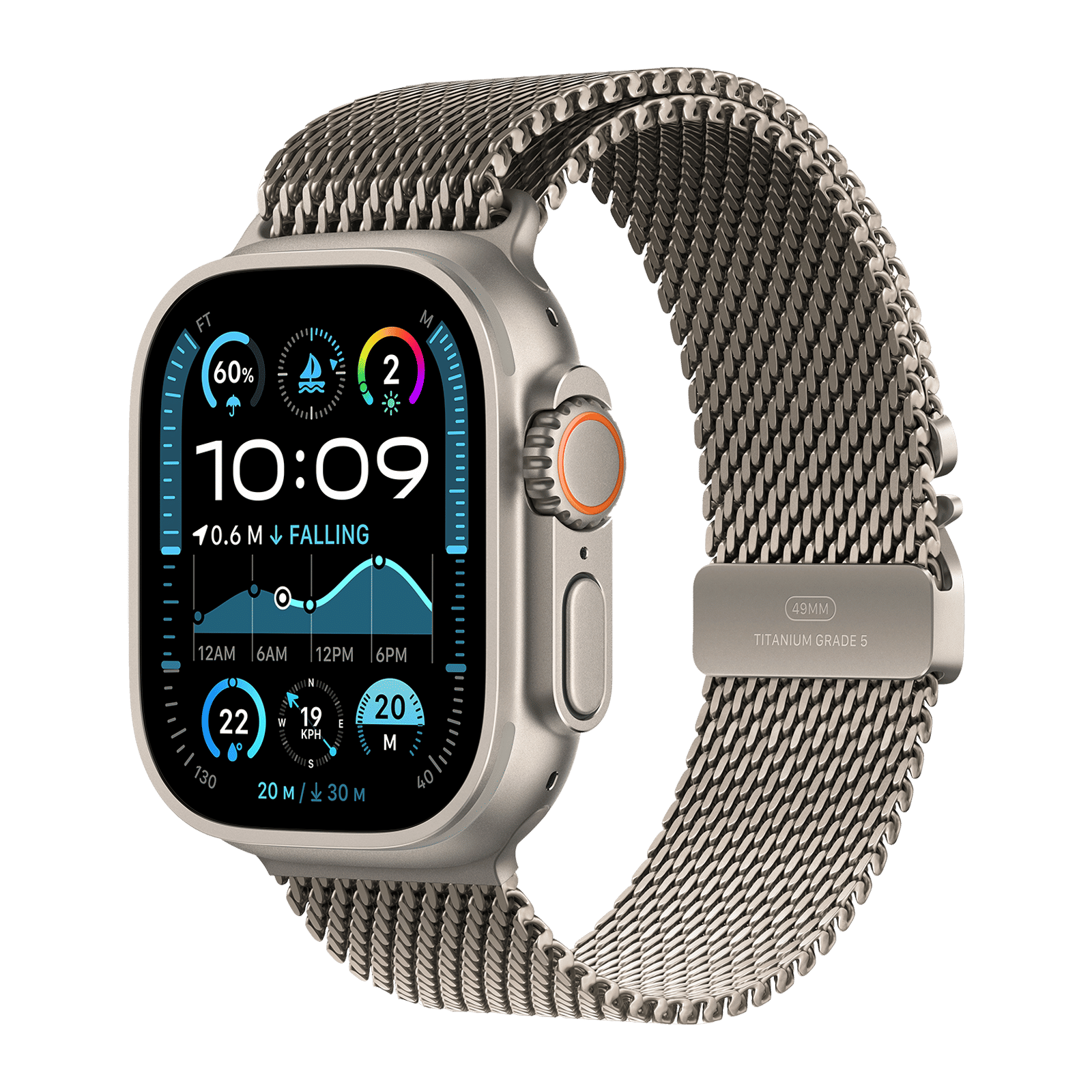 Apple Watch Ultra 2 GPS+LTE with Titanium Milanese Loop - M (49mm Retina LTPO2 OLED Display, Natural Titanium Case)_1