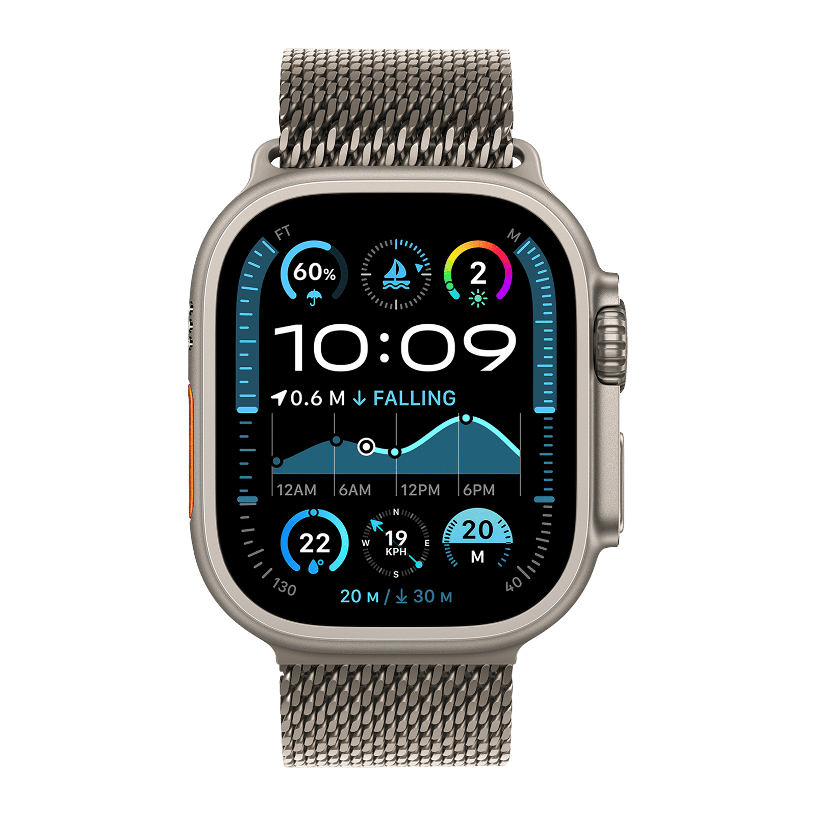 Apple Watch Ultra 2 GPS+LTE with Titanium Milanese Loop - M (49mm Retina LTPO2 OLED Display, Natural Titanium Case)_2