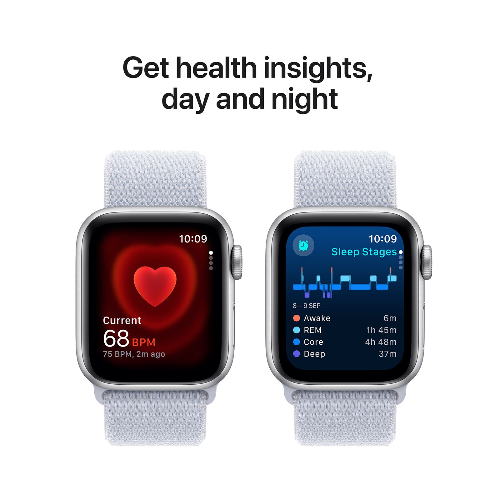 Apple Watch SE GPS with Blue Cloud Sport Loop (40mm Retina LTPO OLED Display, Silver Aluminium Case)_5