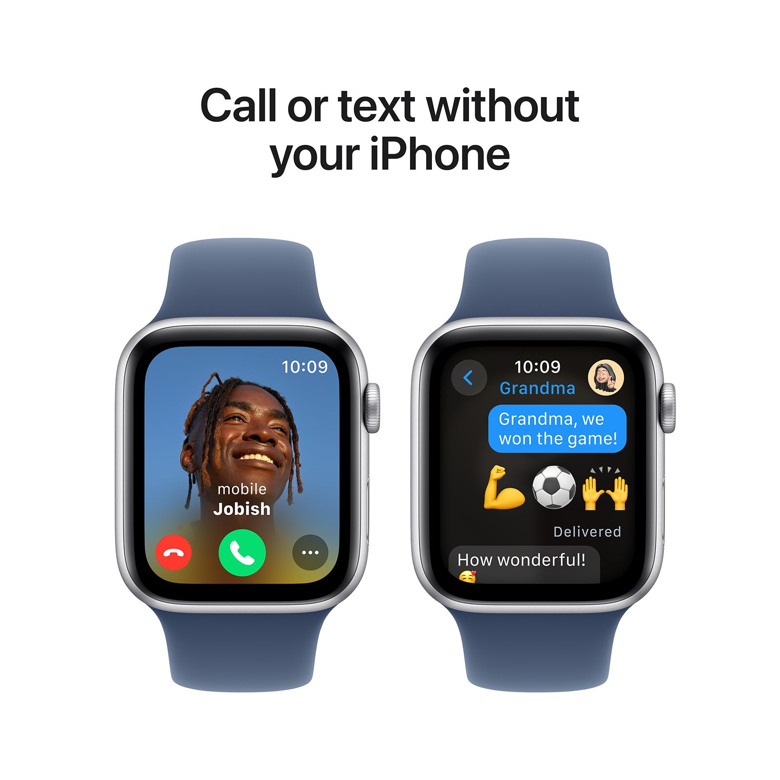 Apple Watch SE GPS with Denim Sport Band - M/L (44mm Retina LTPO OLED Display, Silver Aluminium Case)_4