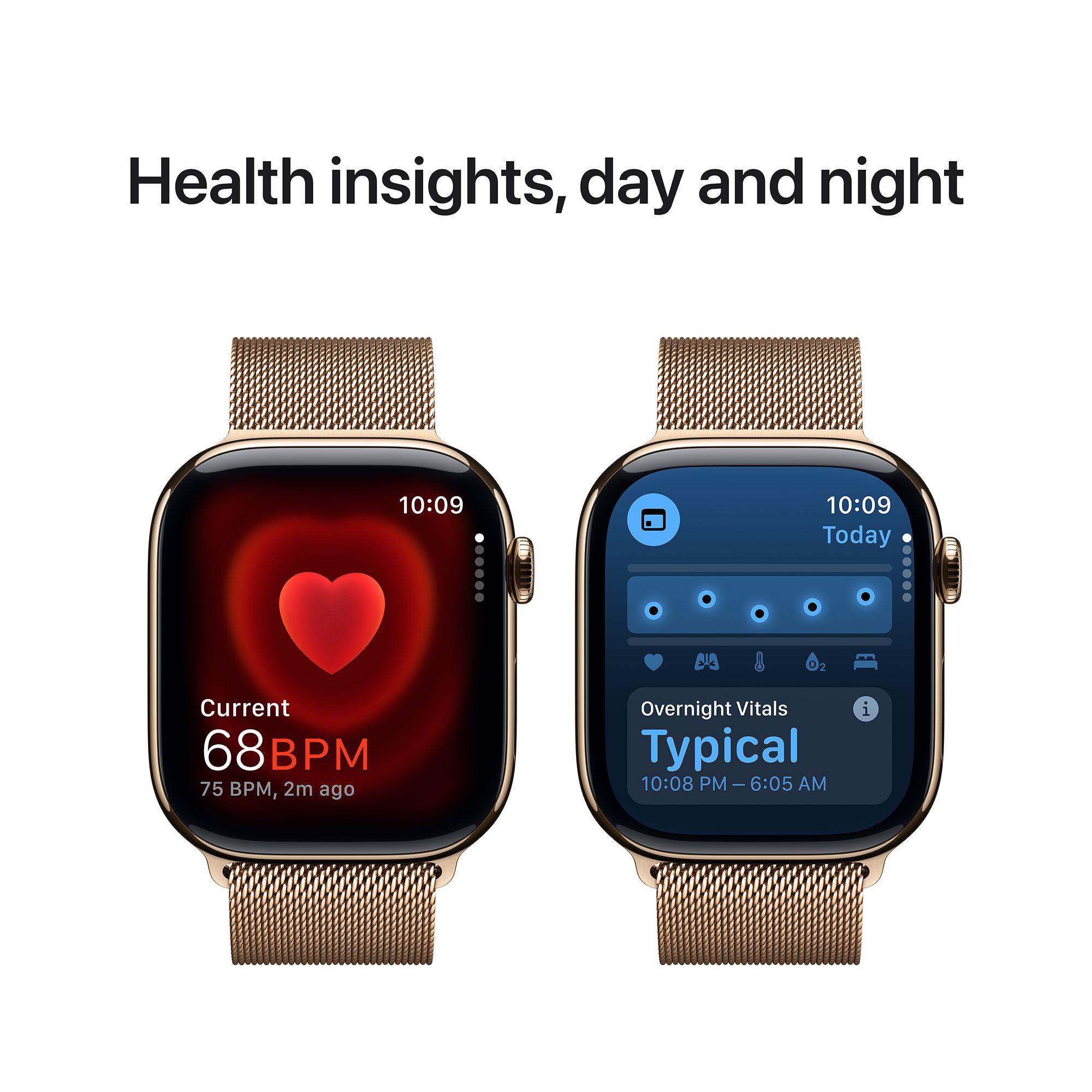 Apple Watch Series 10 GPS+LTE with Milanese Loop - S/M (46mm Retina LTPO3 OLED Display, Gold Titanium Case)_5