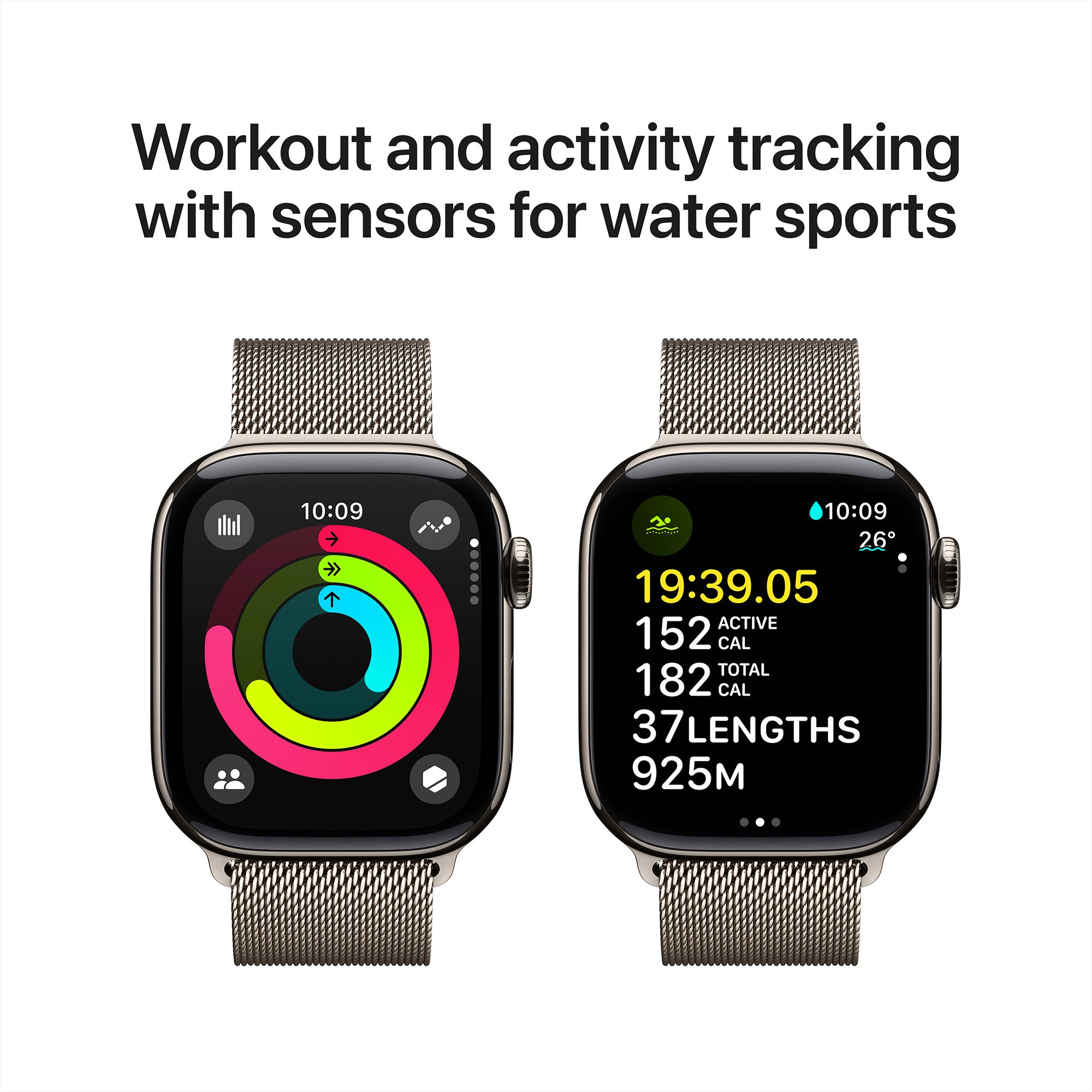 Apple Watch Series 10 GPS+LTE with Milanese Loop (42mm Retina LTPO3 OLED Display, Natural Titanium Case)_4