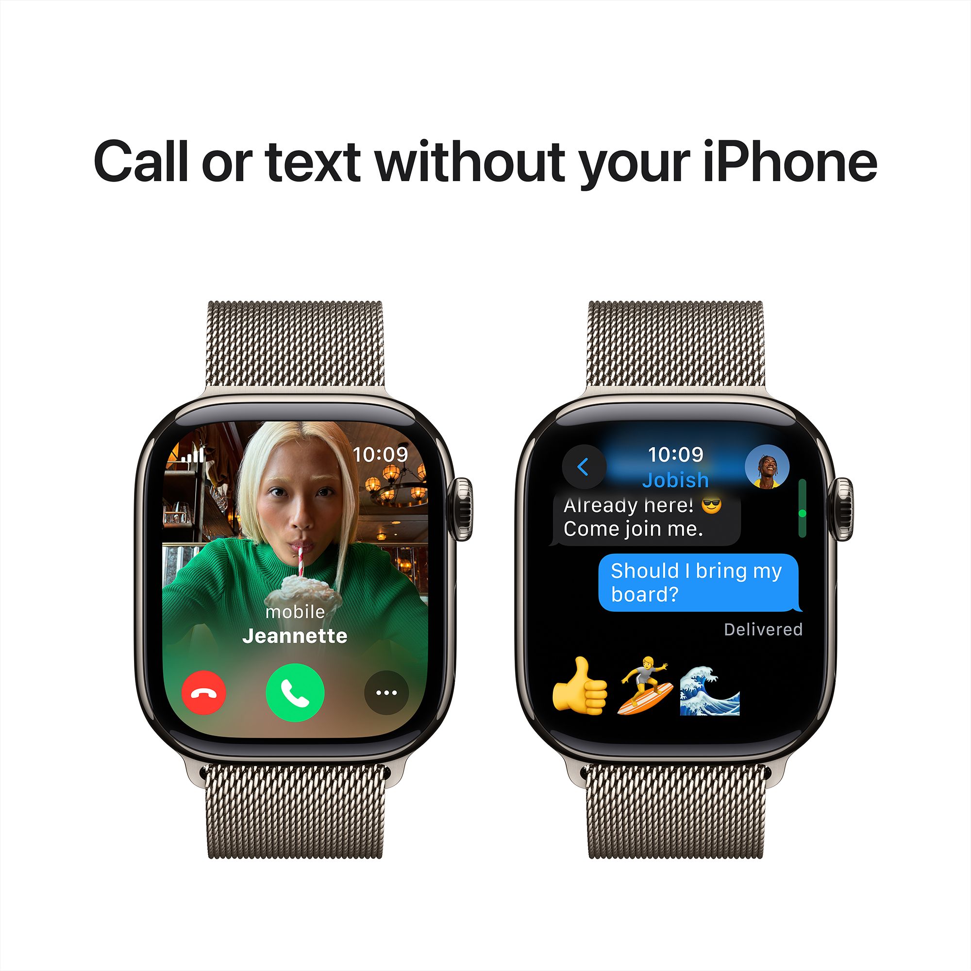 Apple Watch Series 10 GPS+LTE with Milanese Loop (42mm Retina LTPO3 OLED Display, Natural Titanium Case)_7