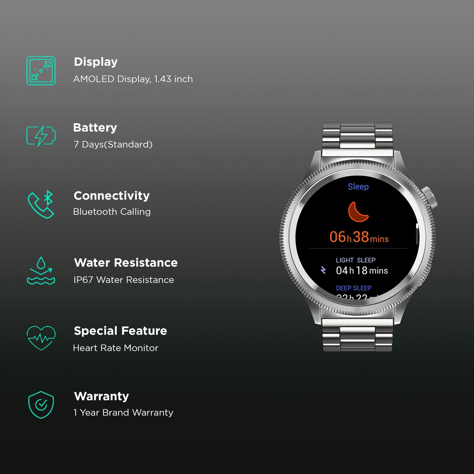 noise NoiseFit Halo 2 Smartwatch with Bluetooth Calling (36.3mm AMOLED Display, IP67 Water Resistant, Elite Silver Strap) noise NoiseFit Halo 2 Smartwatch with Bluetooth Calling (36.3mm AMOLED Display, IP67 Water Resistant, Elite Silver Strap)_2