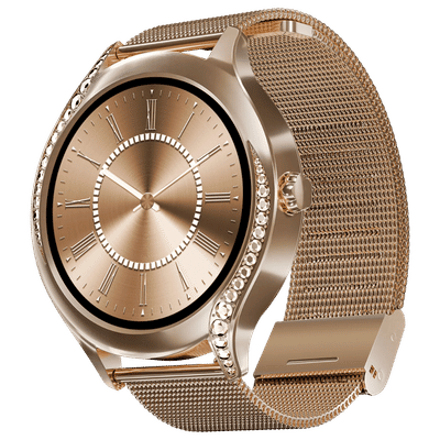 boAt Enigma Gem Smartwatch with Bluetooth Calling (30.2mm AMOLED Display, IP67 Water Resistant, Rose Gold Strap)
