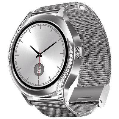 boAt Enigma Gem Smartwatch with Bluetooth
                      Calling (30.2mm AMOLED Display, IP67 Water
                      Resistant, Metallic Silver Strap)