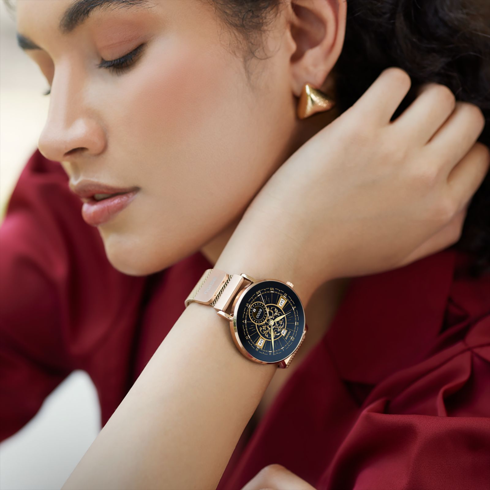 noise NoiseFit DIva 2 Smartwatch with Bluetooth Calling (36mm AMOLED Display, IP68 Water Resistant, Rose Link Strap)_10
