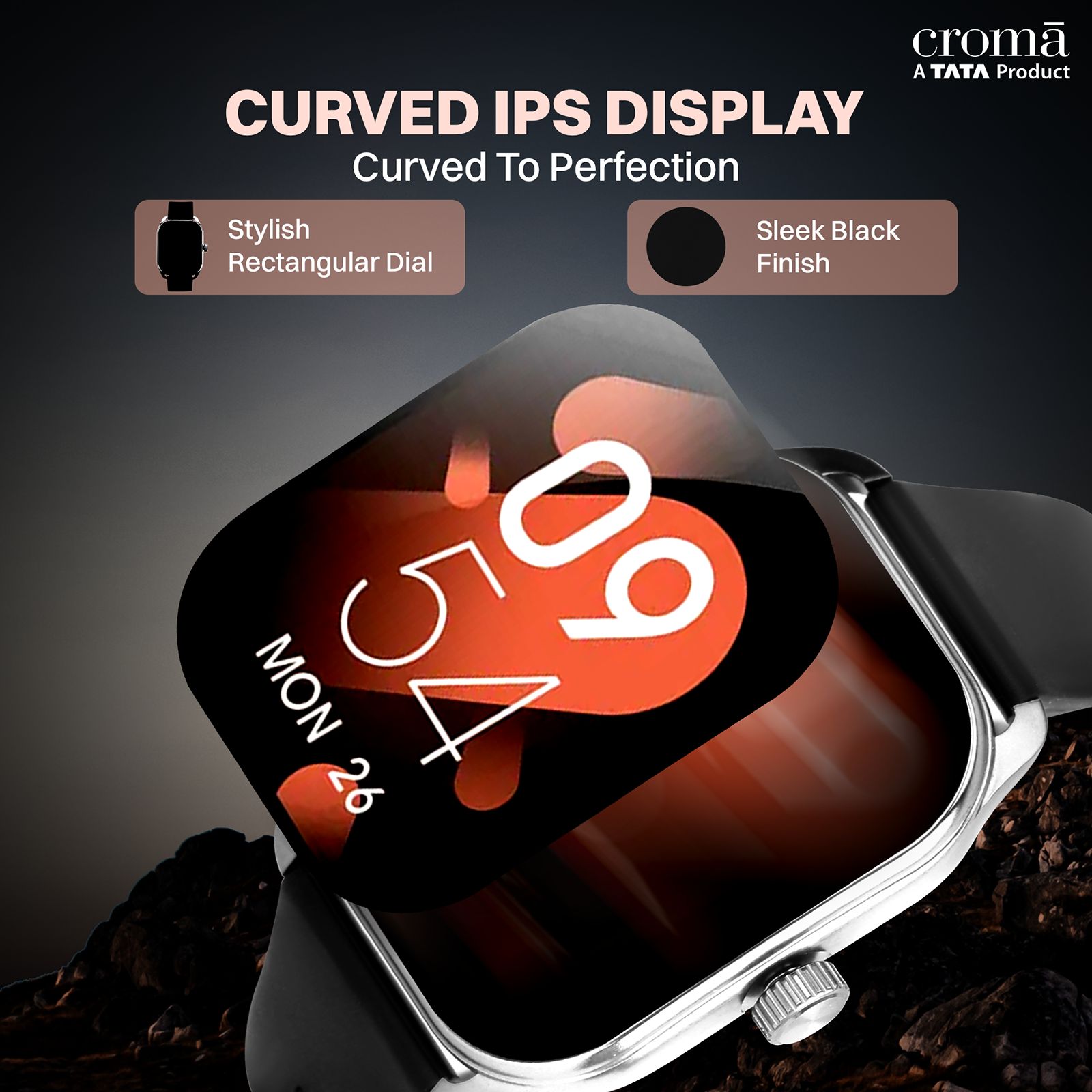 Croma Squad CS Smartwatch with Bluetooth Calling (2025 Model, 51.05mm Curved IPS Display, IP68 Water Resistant, Black)_4