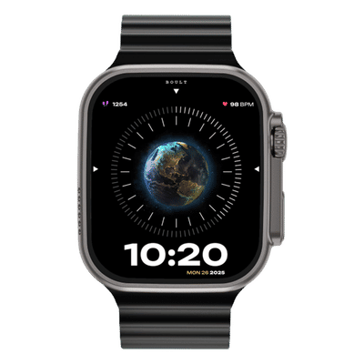 GOBOULT Crown Bluetooth Calling Android OS Smartwatch (49.5mm HD Display, Working Crown, Black Strap)