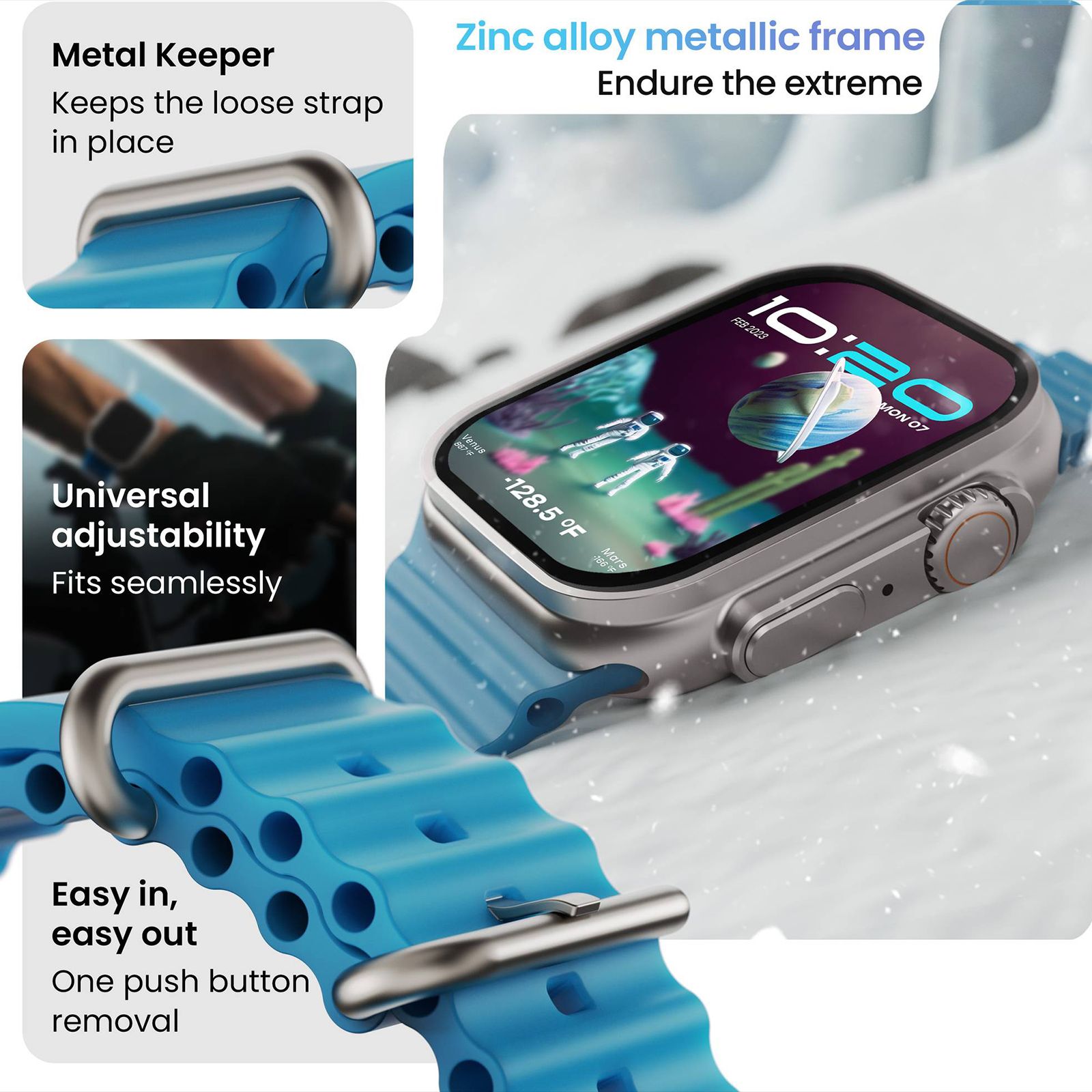GOBOULT Crown Bluetooth Calling Android OS Smartwatch (49.5mm HD Display, Working Crown, Blue Strap)_10