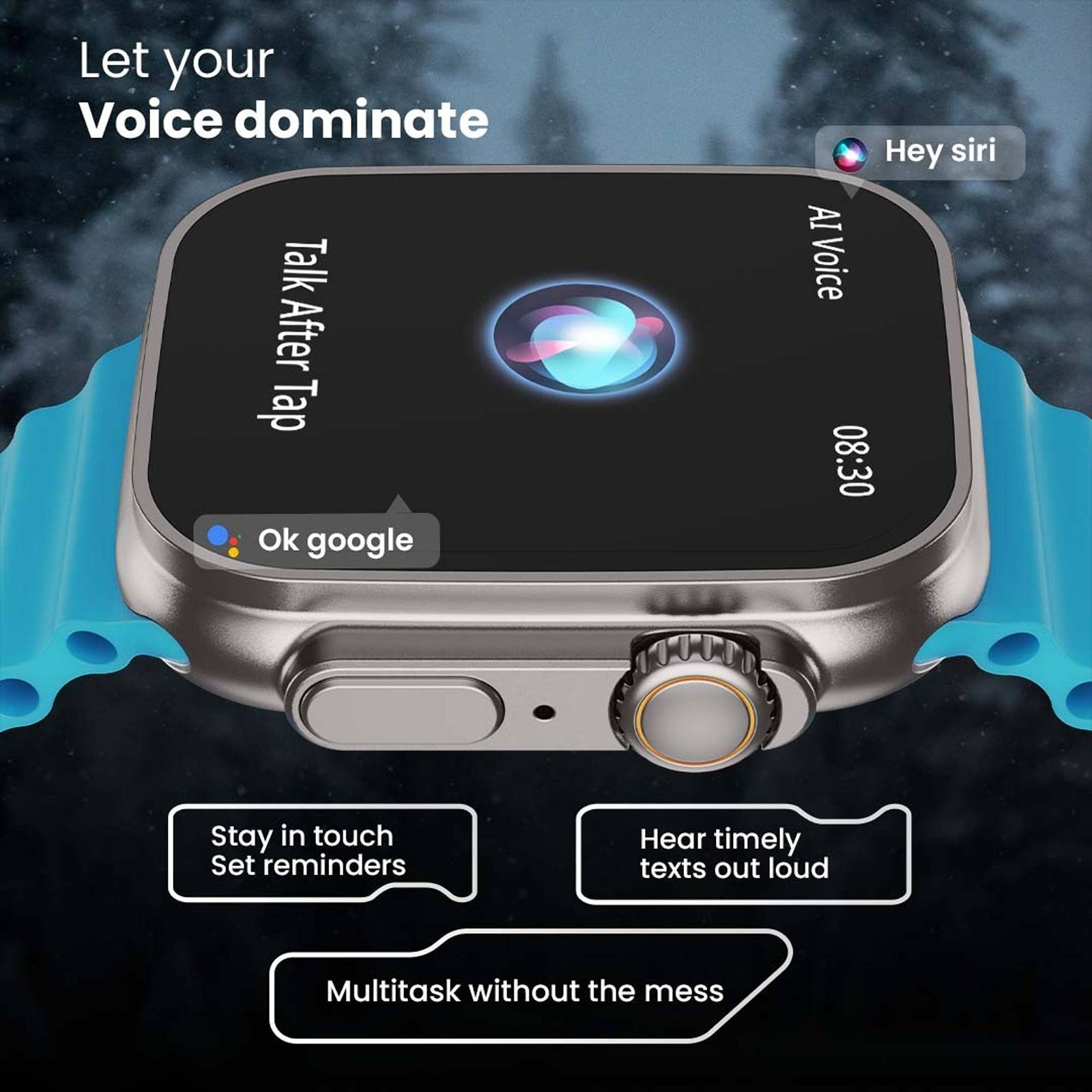 GOBOULT Crown Bluetooth Calling Android OS Smartwatch (49.5mm HD Display, Working Crown, Blue Strap)_14