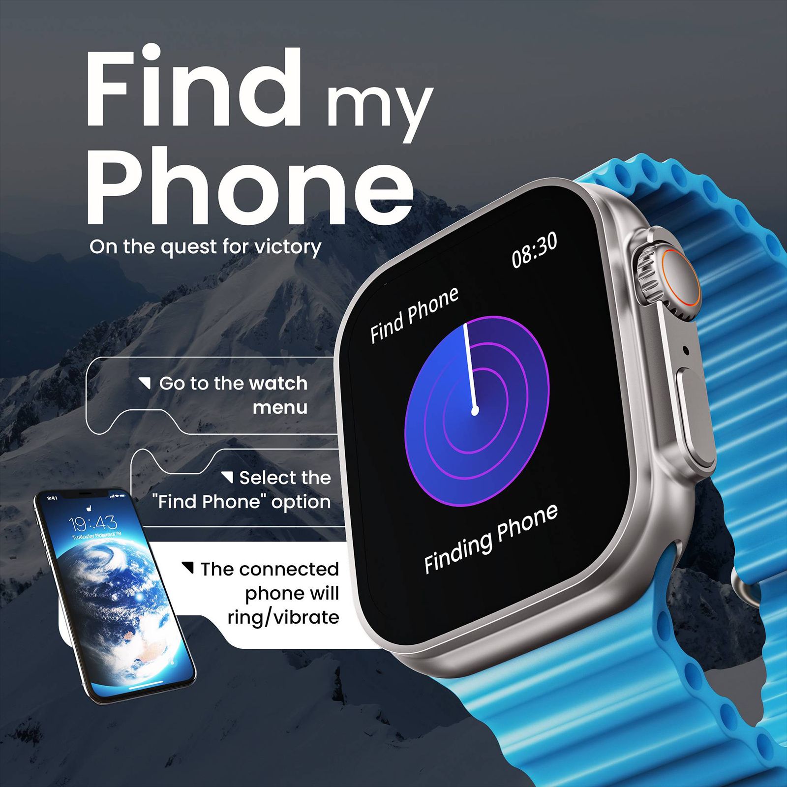 GOBOULT Crown Bluetooth Calling Android OS Smartwatch (49.5mm HD Display, Working Crown, Blue Strap)_16