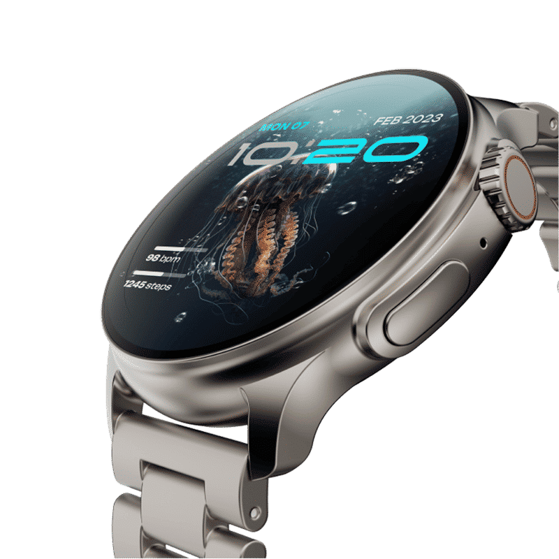 GOBOULT Crown R Pro Bluetooth Calling Android OS Smartwatch (36.3mm Super AMOLED Display, Working Crown, Silver Strap)_3