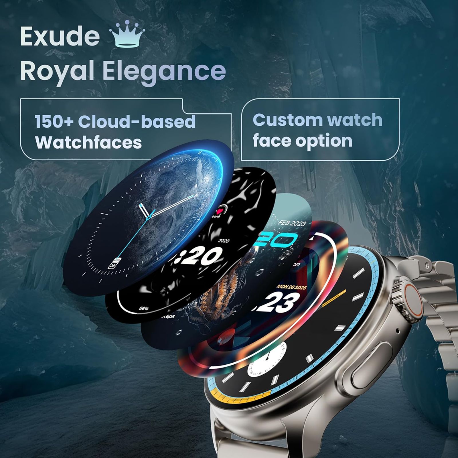 GOBOULT Crown R Pro Bluetooth Calling Android OS Smartwatch (36.3mm Super AMOLED Display, Working Crown, Silver Strap)_9