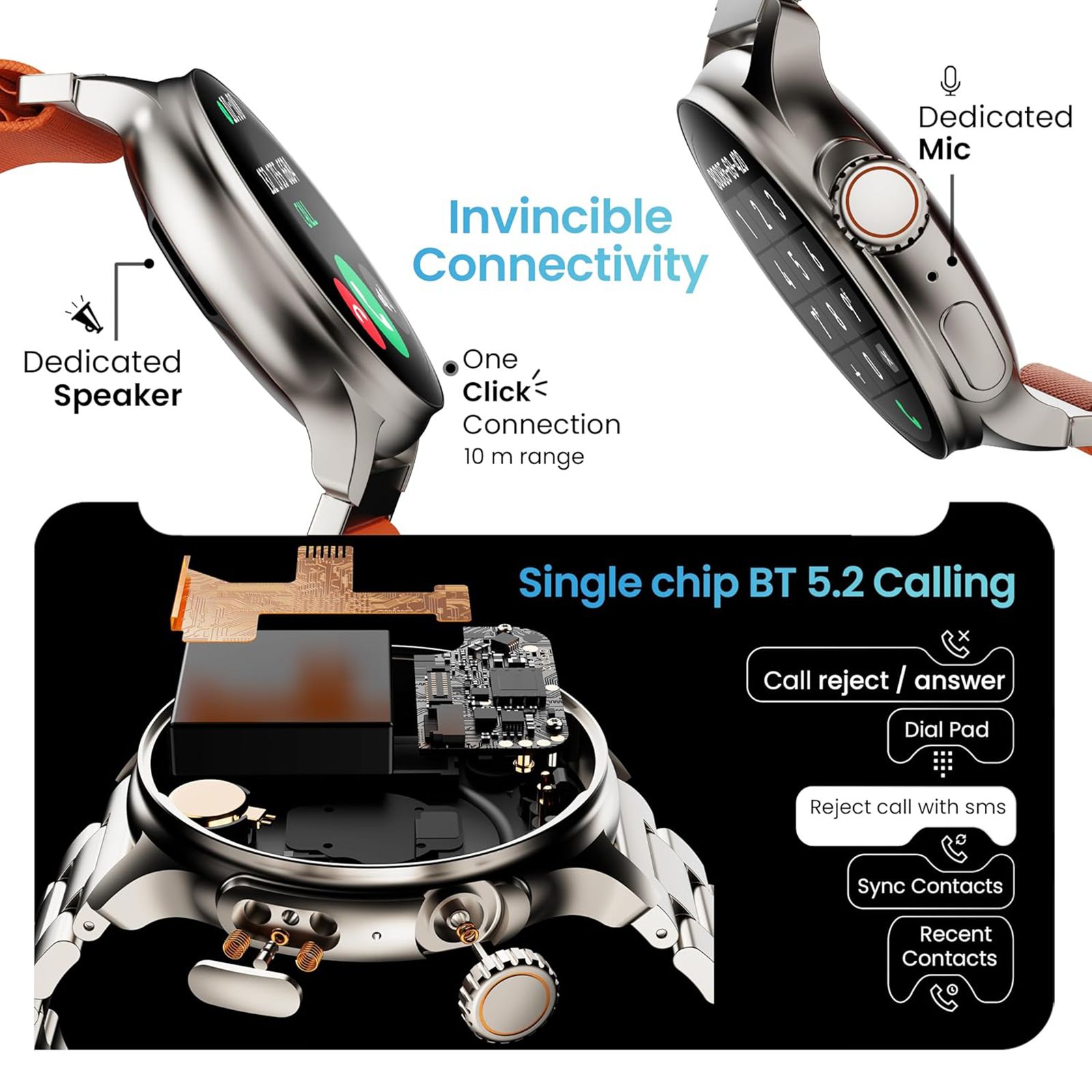 GOBOULT Crown R Pro Bluetooth Calling Android OS Smartwatch (36.3mm Super AMOLED Display, Working Crown, Silver Strap)_10
