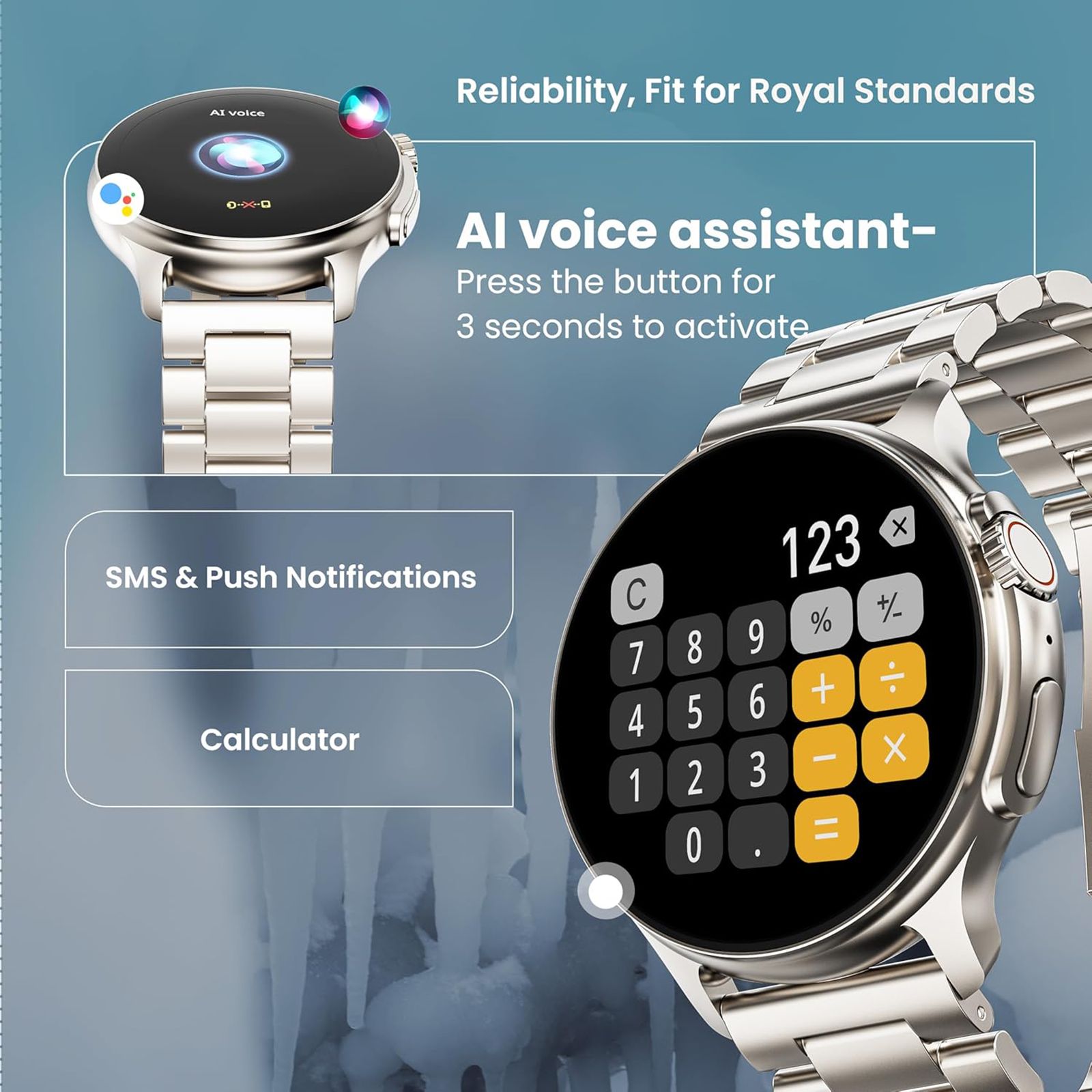 GOBOULT Crown R Pro Bluetooth Calling Android OS Smartwatch (36.3mm Super AMOLED Display, Working Crown, Silver Strap)_12