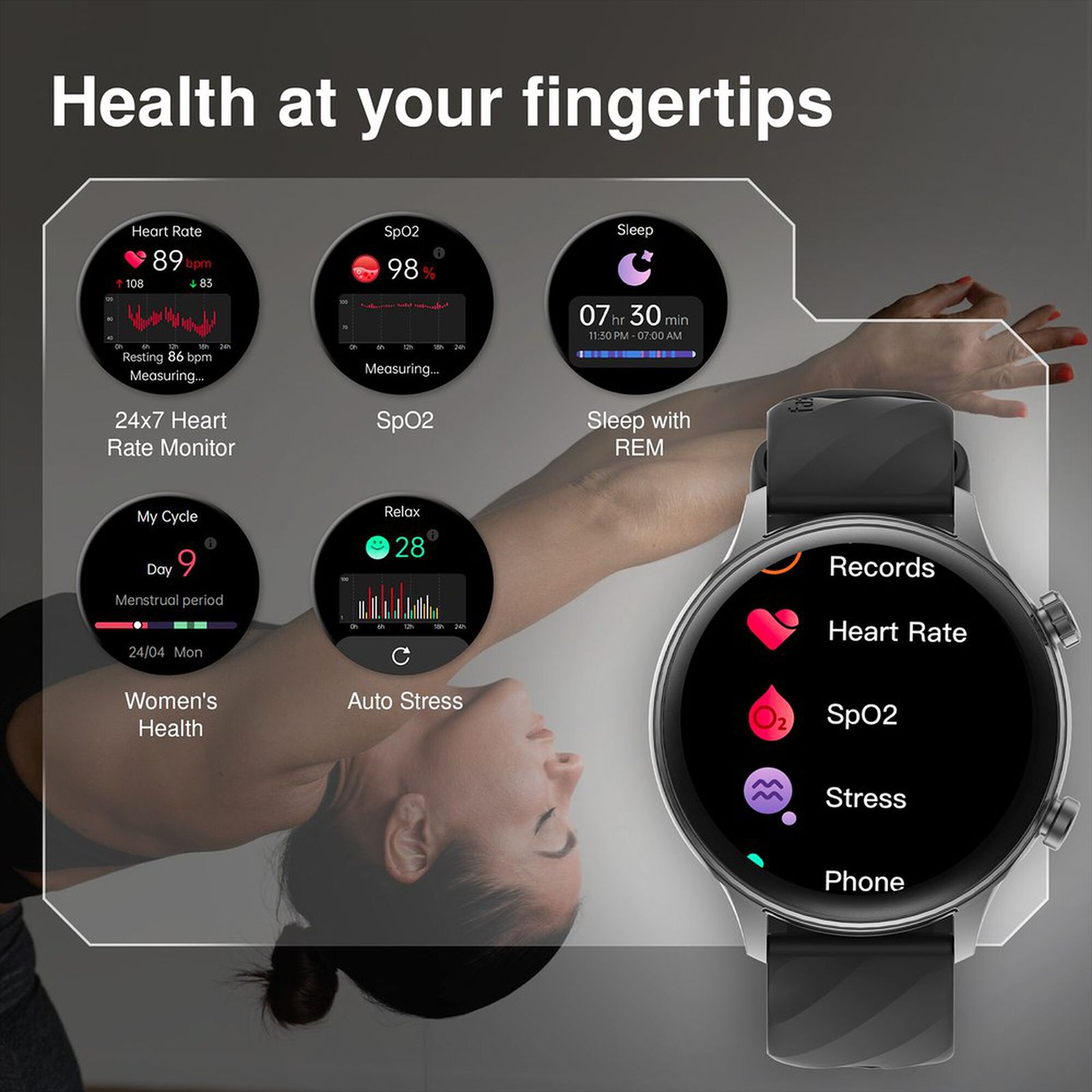 fastrack Optimus 2 Pro Smartwatch with Bluetooth Calling (36.3mm AMOLED Display, IP68 Water Resistant, Black Strap)_7