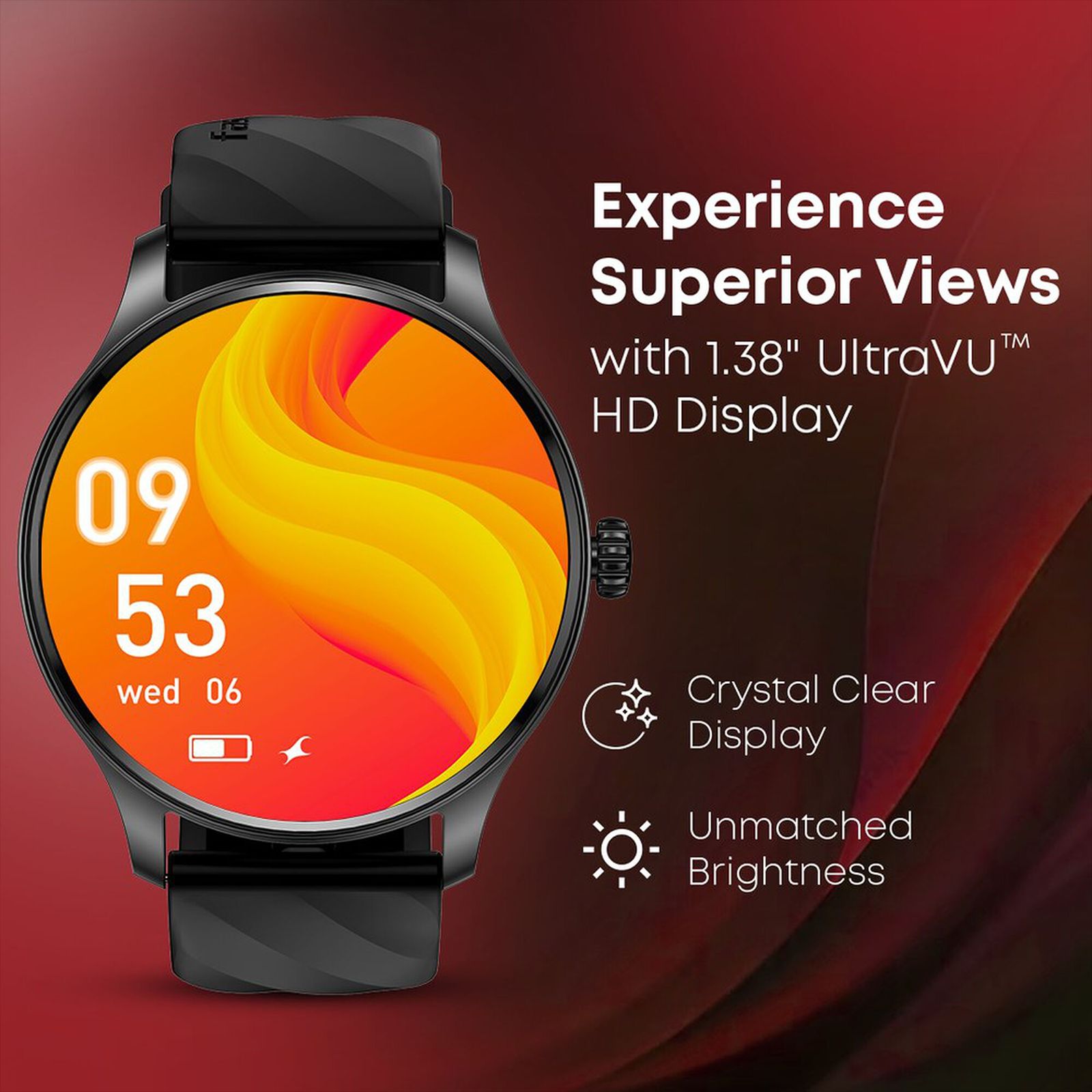 fastrack Revoltt XR1 Smartwatch with Bluetooth Calling (35mm UltraVU HD Display, IP68 Water Resistant, Black Strap)_4