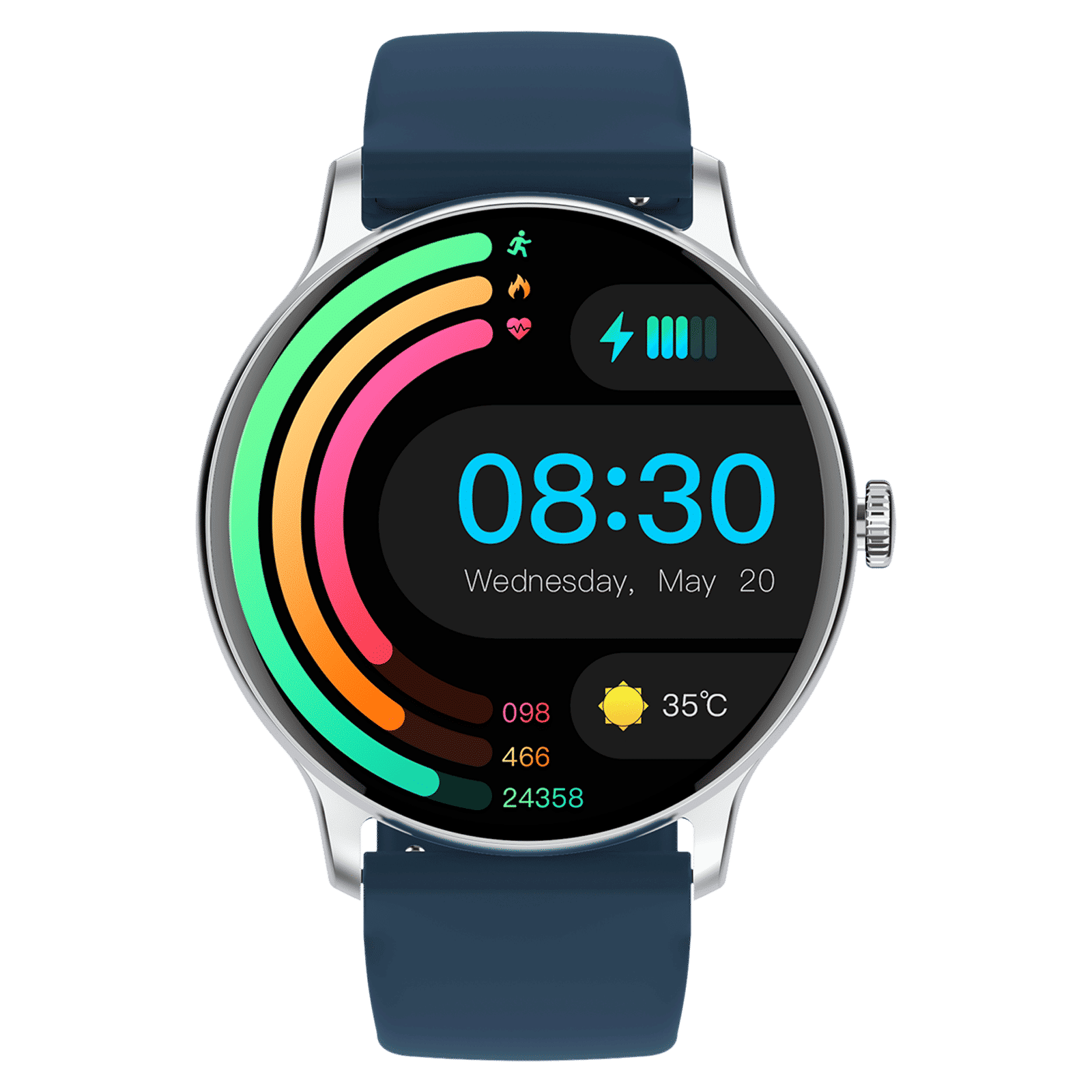 noise NoiseFit Twist Go Smartwatch with Bluetooth Calling (35.30mm, TFT Display, IP67 Water Resistant, Silver Blue)_1