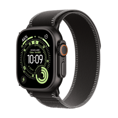 Apple Watch Ultra 3 GPS+Cellular with Black/Charcoal Trail Loop - S/M (49mm Retina LTPO3 OLED Display, Black Titanium Case)