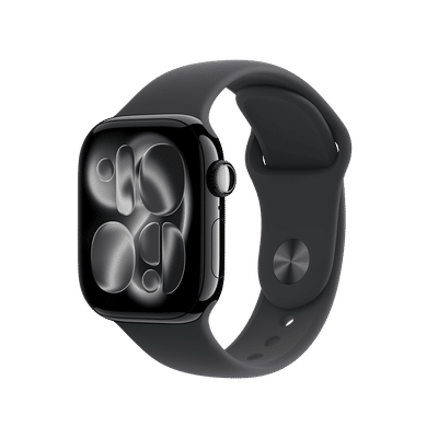 Apple Watch Series 11 GPS with Black Sport Band - M/L (42mm Retina LTPO3 OLED Display, Jet Black Aluminium Case)