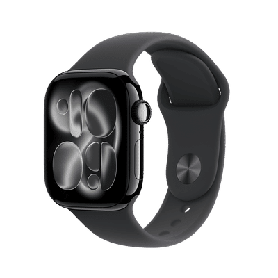 Apple Watch Series 11 GPS with Black Sport Band - M/L (46mm Retina LTPO3 OLED Display, Jet Black Aluminium Case)