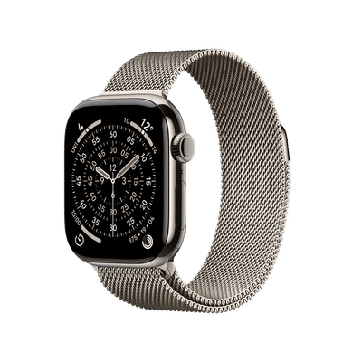 Apple Watch Series 11 GPS+Cellular with
                      Natural Milanese Loop (42mm Retina LTPO3 OLED
                      Display, Natural Titanium Case)