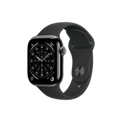 Apple Watch Series 11 GPS+Cellular with Black Sport Band - M/L (42mm Retina LTPO3 OLED Display, Slate Titanium Case)