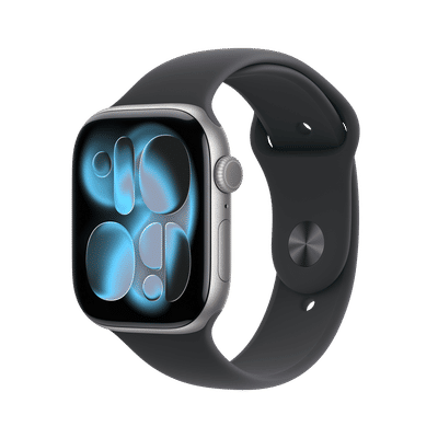 Apple Watch Series 11 GPS+Cellular with Black Sport Band - M/L (46mm Retina LTPO3 OLED Display, Space Grey Aluminium Case)