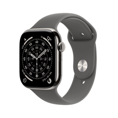 Apple Watch Series 11 GPS+Cellular with Stone Grey Sport Band - M/L (46mm Retina LTPO3 OLED Display, Natural Titanium Case)