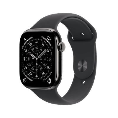 Apple Watch Series 11 GPS+Cellular with Black Sport Band - M/L (46mm Retina LTPO3 OLED Display, Slate Titanium Case)