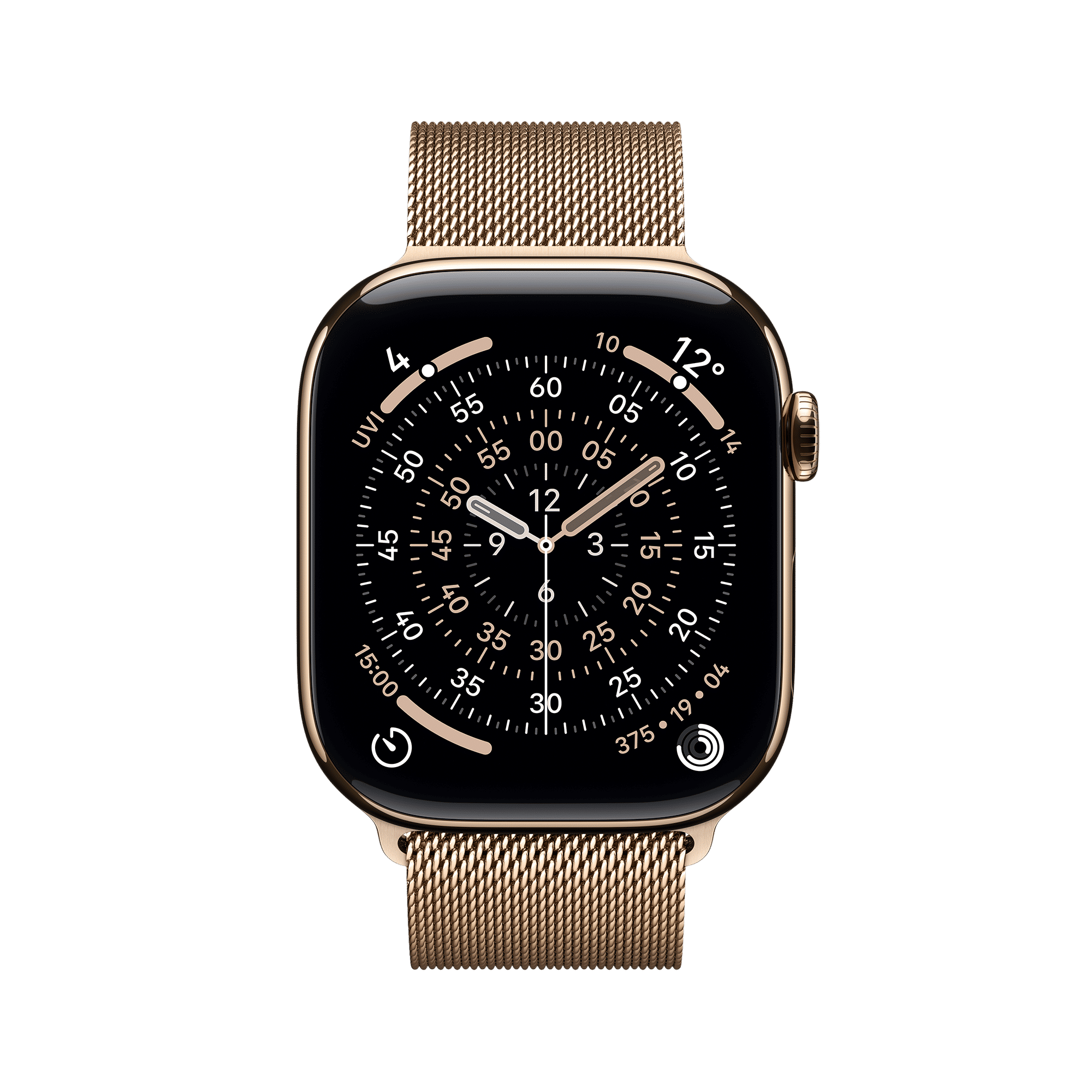 Apple Watch Series 11 GPS+Cellular with Gold Milanese Loop - S/M (46mm Retina LTPO3 OLED Display, Gold Titanium Case)_2