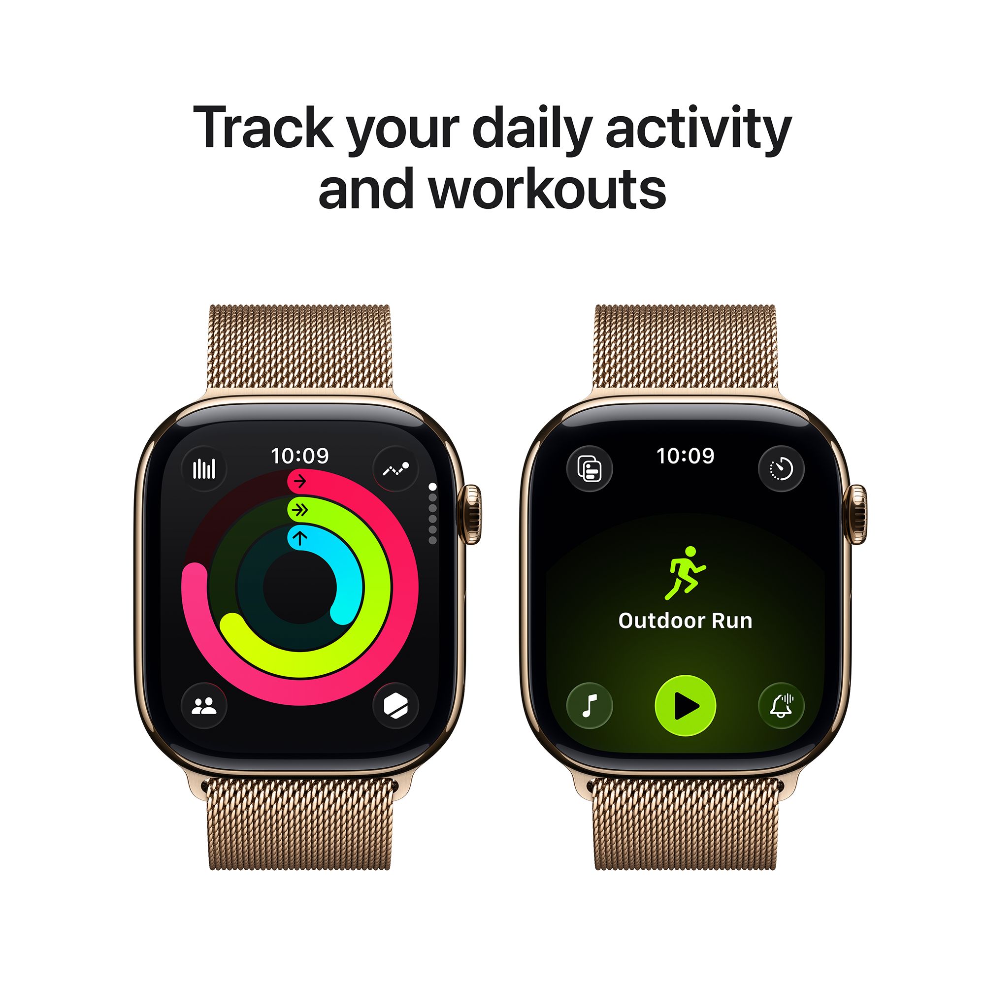 Apple Watch Series 11 GPS+Cellular with Gold Milanese Loop - S/M (46mm Retina LTPO3 OLED Display, Gold Titanium Case)_4