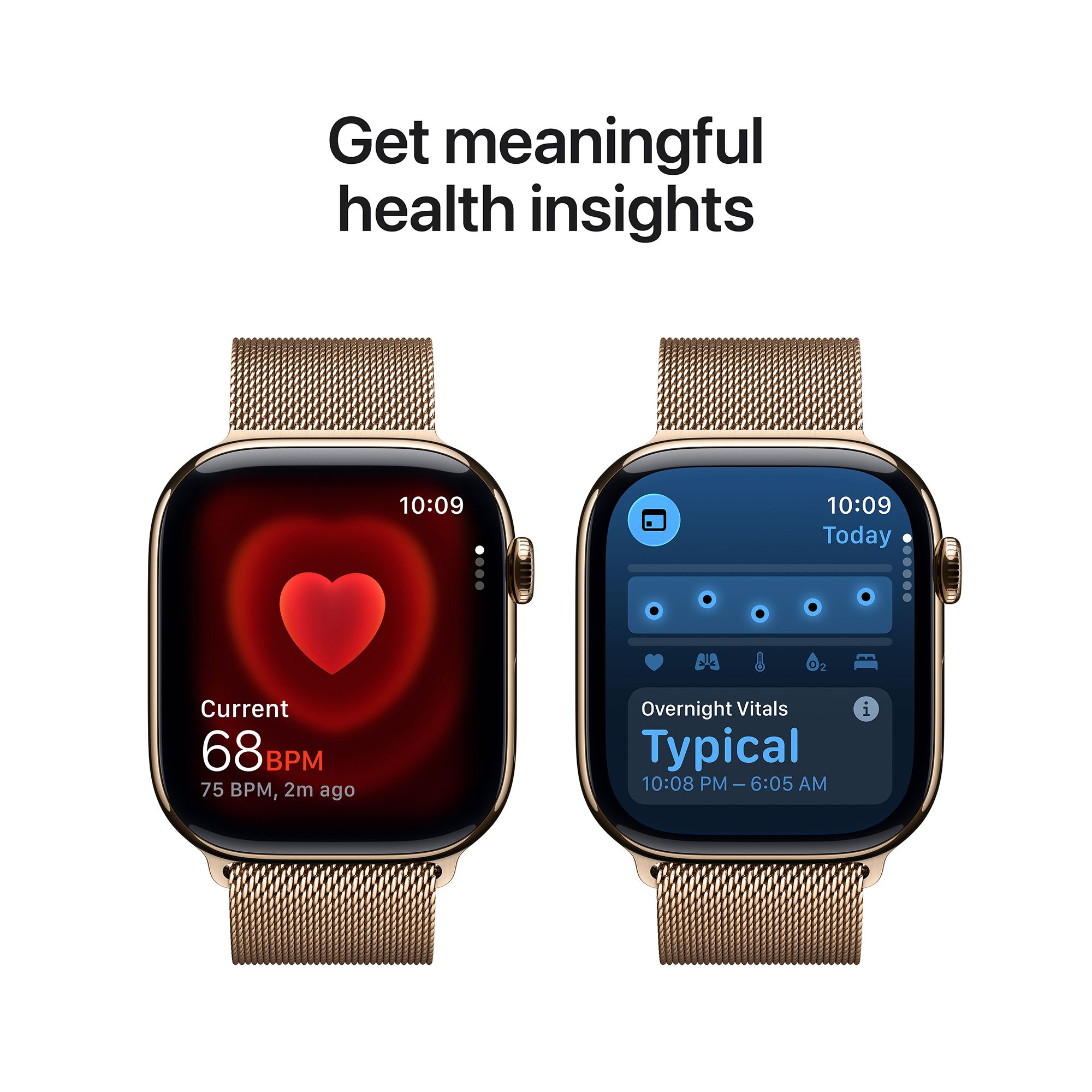 Apple Watch Series 11 GPS+Cellular with Gold Milanese Loop - M/L (46mm Retina LTPO3 OLED Display, Gold Titanium Case)_5