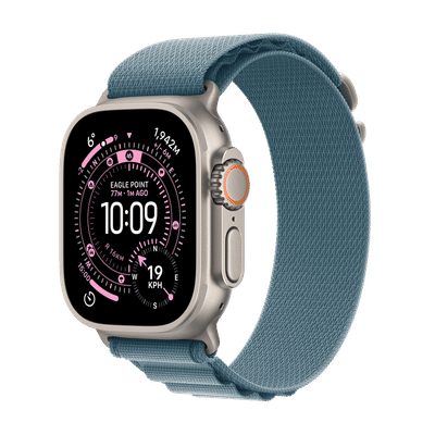 Apple Watch Ultra 3 GPS+Cellular with Light Blue Alpine Loop - M (49mm Retina LTPO3 OLED Display, Natural Titanium Case)