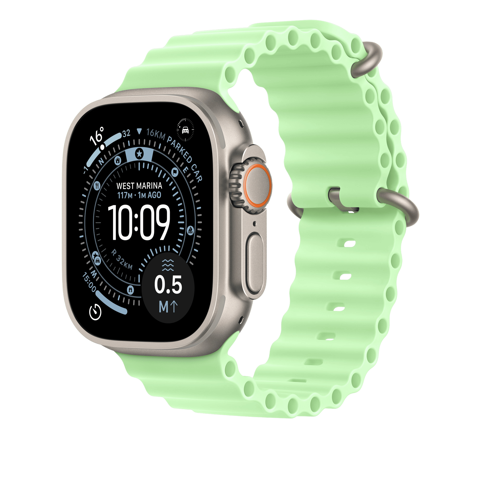 Apple Natural Titanium & Fluoroelastomer Ocean Band Extension for Apple (44mm / 45mm / 46mm / 49mm) (Corossion Resistant, Neon Green) Apple Natural Titanium & Fluoroelastomer Ocean Band Extension for Apple (44mm / 45mm / 46mm / 49mm) (Corossion Resistant, Neon Green)_2