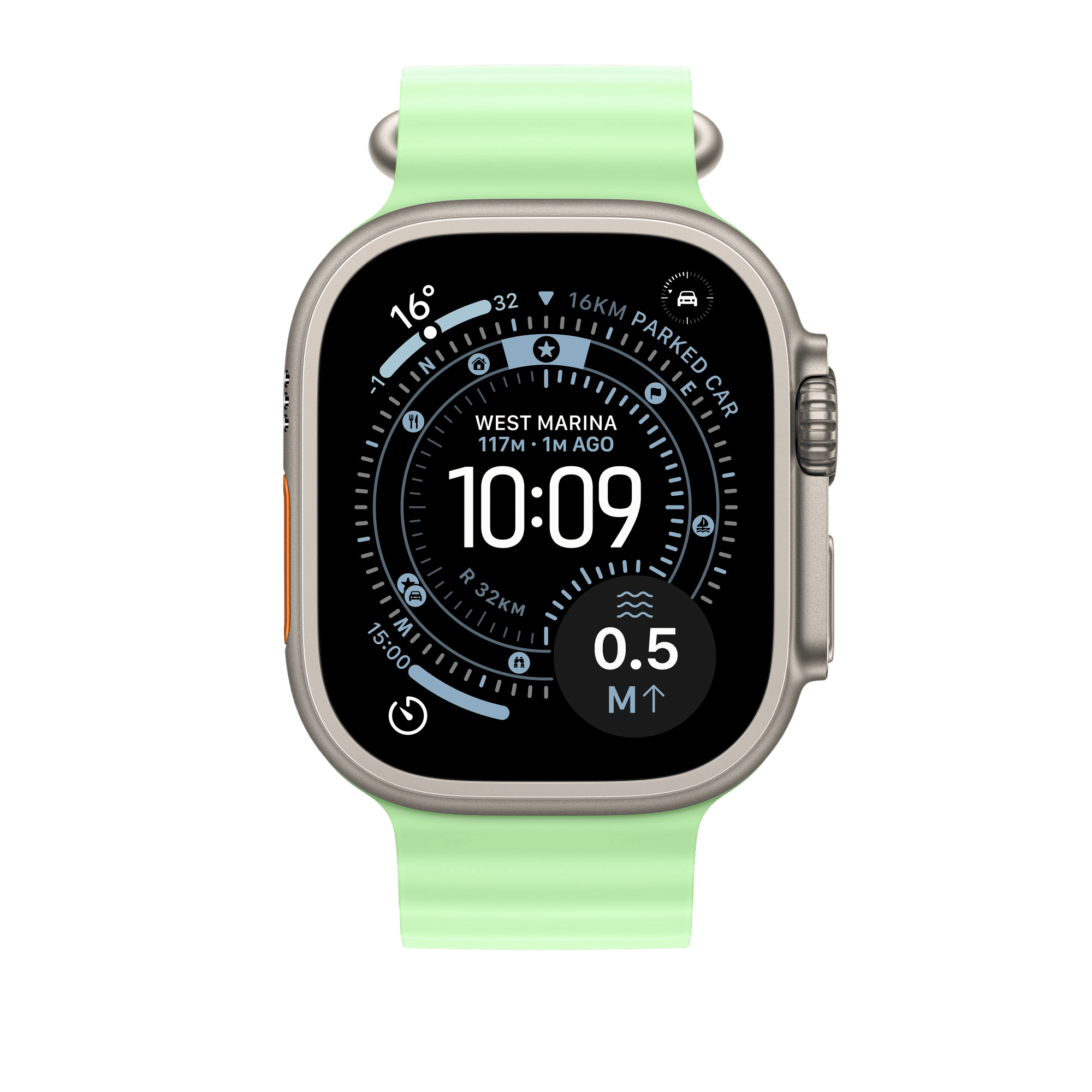 Apple Natural Titanium & Fluoroelastomer Ocean Band Extension for Apple (44mm / 45mm / 46mm / 49mm) (Corossion Resistant, Neon Green) Apple Natural Titanium & Fluoroelastomer Ocean Band Extension for Apple (44mm / 45mm / 46mm / 49mm) (Corossion Resistant, Neon Green)_3