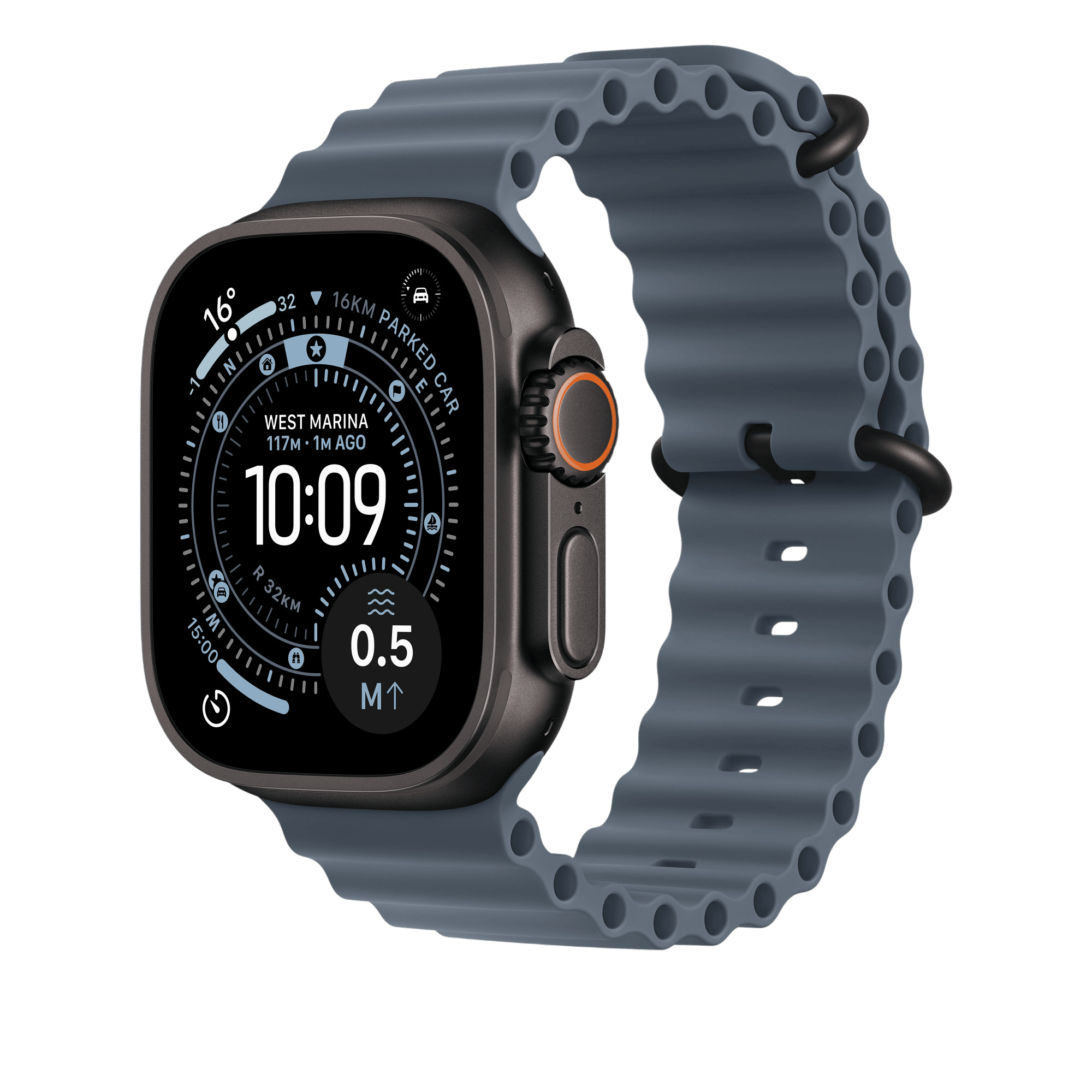 Apple Black Titanium & Fluoroelastomer Ocean Band Extension for Apple (44mm / 45mm / 46mm / 49mm) (Corossion Resistant, Anchor Blue) Apple Black Titanium & Fluoroelastomer Ocean Band Extension for Apple (44mm / 45mm / 46mm / 49mm) (Corossion Resistant, Anchor Blue)_2