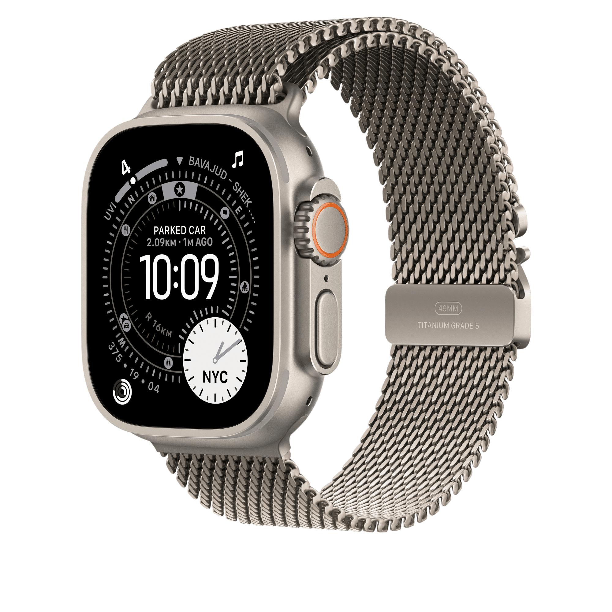 Apple Titanium Milanese Loop for Apple (44mm / 45mm / 46mm / 49mm, Small) (Secure Parachute Style Buckle, Natural)_2