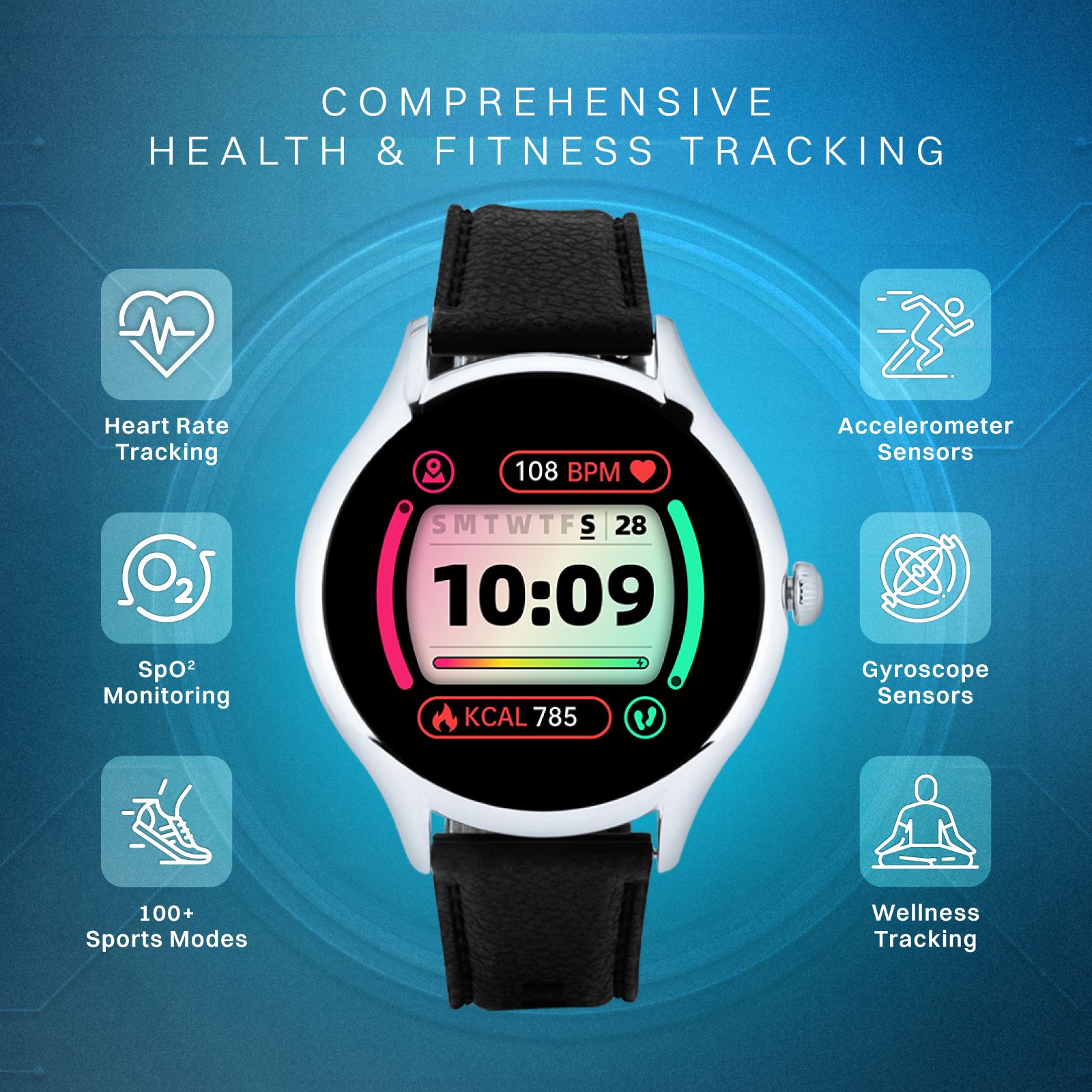 Croma Stride M1 Smartwatch with Bluetooth Calling (36.32mm AMOLED Display, IP67 Water Resistant, Black & Silver Strap) Croma Stride M1 Smartwatch with Bluetooth Calling (36.32mm AMOLED Display, IP67 Water Resistant, Black & Silver Strap)_4