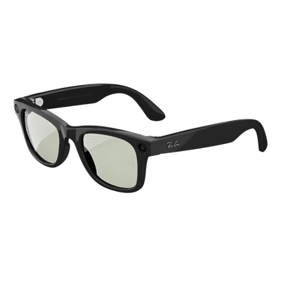 Ray-Ban Meta Wayfarer (Gen 1) AI Glasses for Men, Women (12MP Ultra-Wide Camera, Meta AI, Open-ear Audio, Live Translation, Green Polarized Lenses, Standard, Shiny Black)