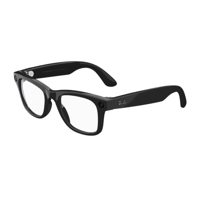 Ray-Ban Meta Wayfarer (Gen 1) AI Glasses for Men, Women (12MP Ultra-Wide Camera, AI Voice Assistant, Open-ear Audio, Live Translation, Clear Polarised Lenses, Large, Shiny Black)